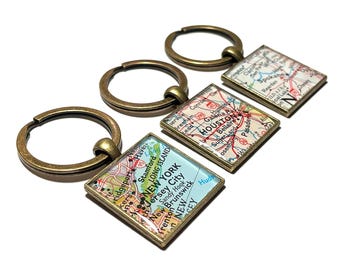 Llavero con mapa personalizado: regalo de viaje personalizado, ciudad, estado o país.