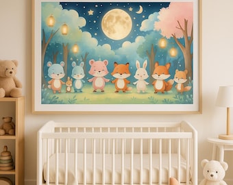 Woodland Animals Printable | Nursery Wall Art Set | Forest Baby Room Decor | Instant Digital Download Poster, Printable Woodland Nursery Art