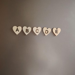 Wooden Alphabet Heart Magnets - Rustic Fridge Decor - Handmade Initial Gift