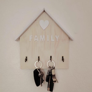 Wooden House Key Holder: Wall Mounted Farmhouse Decor