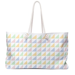 Pastel Geometric Weekender Bag: Stylish Travel Tote, Beach Accessory