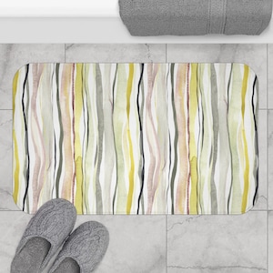 Abstract Watercolor Bath Mat: Memory Foam Microfiber, Non-Slip