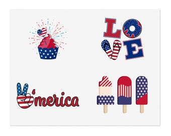Patriotic Sticker Sheets: USA, 4th of July, Scrapbooking