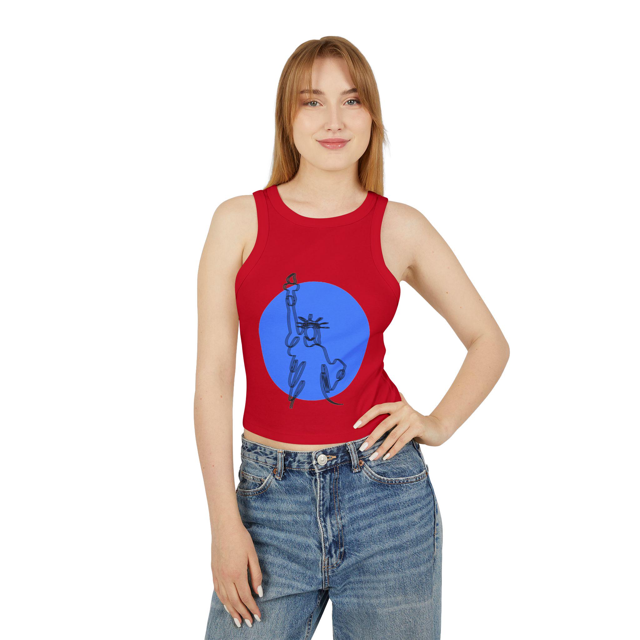 Stylish Women's Tank Top with Liberty Design, Summer Fashion, Casual Wear, Gym Top, Independence Day Celebration