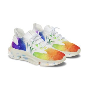 Colorful Shoes, Mesh Sneakers, Rainbow Splatter Paint Sneaker, Women&#39;s Athletic Footwear, Trendy Sneaker Gift, Unique Rainbow Shoes