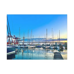 Sunset Sailboat Canvas Print Wall Art, Photography Home Decor, Matte Stretched, Multi-Size, Nautical Boat Picture, Coastal