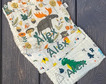 Embroidered, personalized baby burp cloths