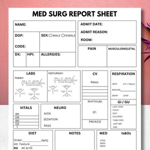 MED SURG report sheet