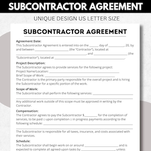 Subcontract Template, Subcontractor forms, subcontracting contr, general contractor, construction agree, construction form