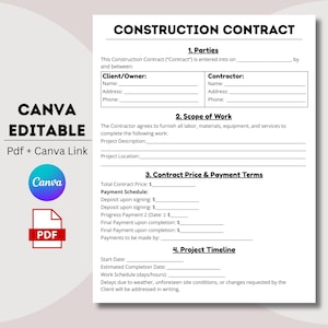 Construction Work, Contract Agreement, Contractor Contract, General Construction, Basic Construction, For Construction, Agreement Template