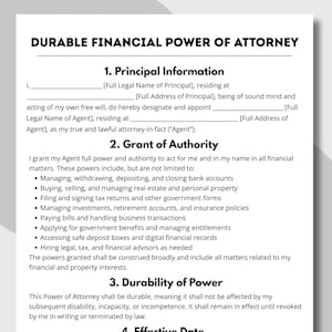 Power of Attorney Templates Printable POA Forms Durable General & Business Non-Medical POA Agreement Contract