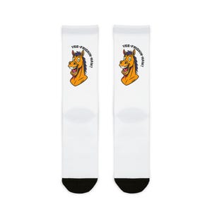 Yee-Frickin-Haw Funny Funny Horse Graphic Crew Socks, Funny Socks, Party Socks, Animal Lover Accessories, Casual Socks