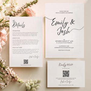 Hochzeitseinladungs-Bundle personalisieren Hochzeitseinladungs-Vorlage Hochzeits-Detail-Karte QR-Code Antwort-Karte Hochzeits-Set im Digital-Download