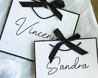 Personalized Name Gift Bags,Wedding Gift Bags,Ribbon Tie Rope Gift Bags,Thank You Gift Bags, Birthday Gift Bags,Custom Bridesmaid Gift Bags