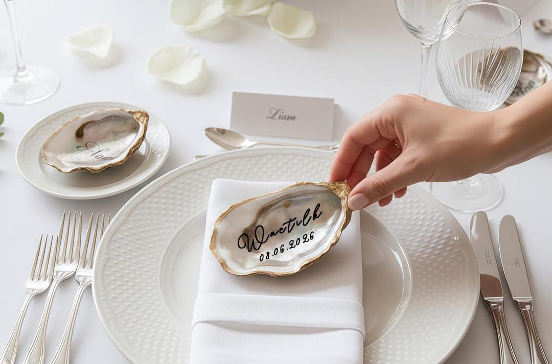 Shell Favour Custom Wedding Shell Place Cards, Custom Wedding Shell Name Tag ...