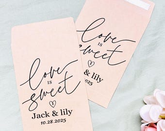 Gepersonaliseerde bedankzakje, bedankzakje bruiloftsfeestje, bedankzakje bruiloft, bedankzakje koekje, bedankzakje koekje, liefde is zoet, zak feestcadeau, gunst
