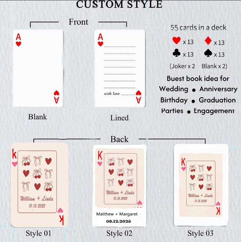 Custom Blank Playing Cards Wedding Guest Book Alternative,personalized ...