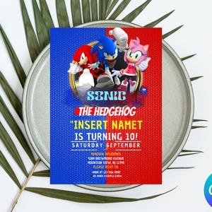 Editable Sonic Birthday Invitation Template, Digital Kids Party Invite Template, Boys & Girls Invite, Printable Birthday Party Invitations