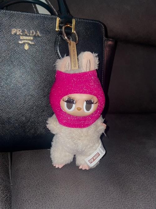 Hot Pink Glitter Ski Mask for The Monsters Labubu Plush