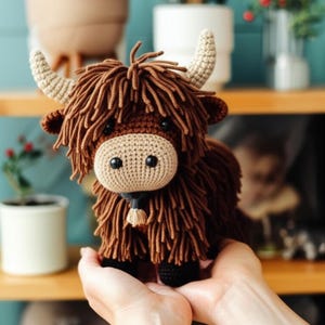 Amigurumi Highland Cow Crochet Pattern |  Scottish Highland Cow | Stuffed Plush Pattern | Cute Farm Animal Amigurumi|  Kids Toy Pattern