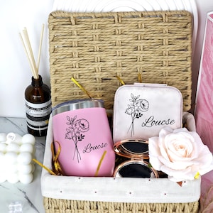 Personalized Teacher Thank You Gift Box, Birthday Gift Box Happy Birthday Best Friend Gift Box Holiday Friendship Gift Basket Birth Flower