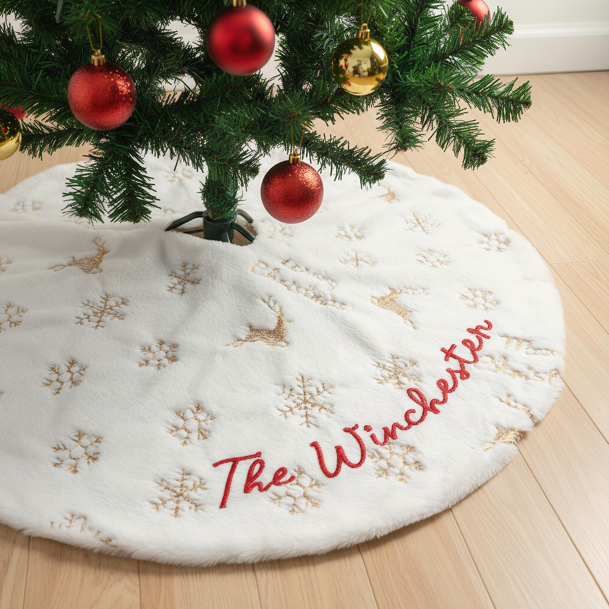 Grüner Weihnachtsbaumrock 91,4 Cm Aus Kunstfell – Rund, Weich, Mit Selbstklebendem Verschluss, Für Weihnachten, Party & Zuhause Weihnachtsbaumrock Kunstfell Grün