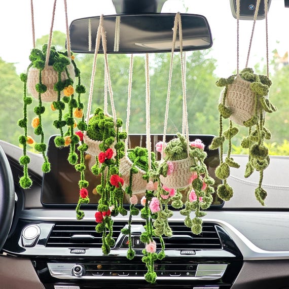Personalized Crochet String of Pearls Car Hanging: Plant Lover Gift - Etsy