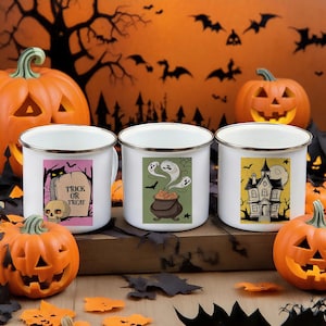 Enamel mug, Halloween gift, children&#39;s enamel mug, Halloween mug, children&#39;s mug, camping Mug,personalized name enamel mug,Halloween