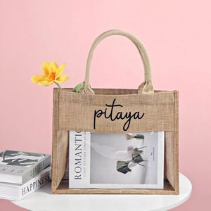 Personalized Bridesmaid Gift Bag, Custom Beach Tote with Name, Tote Gift bag,Jute Bag,Beach Bag Gift,Bachelorette，Bridal Shower