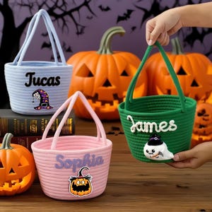 Trick or Treat Bag, Halloween Trick or Treat Basket, Trick or Treat Bucket, Halloween Tote, Halloween Basket, Gift for kid,Halloween Gift