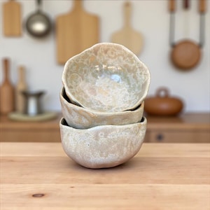Handbuilt Ceramic Bowl: Organic Stoneware Pottery, Natural Glaze