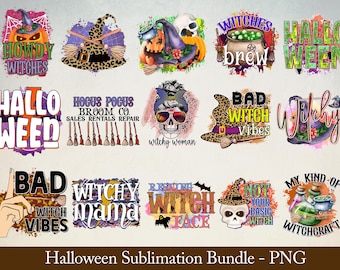 Spooky Halloween PNG Bundle: Ghost, Pumpkin, Witch Designs (Digital Download)