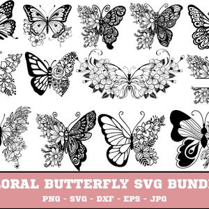 Butterfly Svg\ Floral butterfly svg\ Butterfly flower svg\ Butterfly svg file\ Floral butterfly svg\ Cutting file Cricut Silhouette