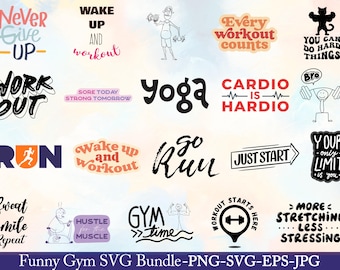 Funny Gym SVG Bundle | Workout Quotes SVG | Fitness Motivation PNG | Gym Humor Sayings | Cricut & Silhouette Cut Files | Gym Shirt Designs