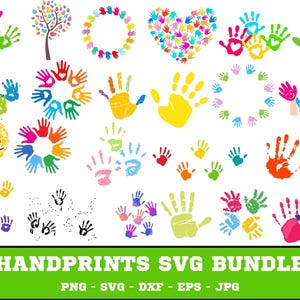 Handprint SVG Bundle, Handprint PNG Bundle, Handprint Clipart, Handprint SVG Cut Files for Cricut, Handprint Silhouette, Hand Print Svg