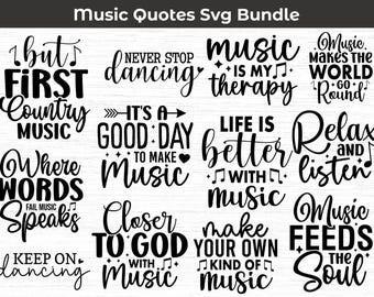 Music Quotes SVG Bundle | Inspirational Music Svg Designs | Song Lyrics SVG | Music Lover Cut Files for Cricut & Silhouette,Music PNG Bundle