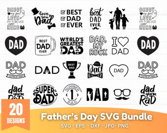 Papa SVG Bundle | Vatertag SVG | Papa Zitate Schnittdateien | Lustiger Papa SVG | Cricut & Silhouette-Designs | Best Dad Ever SVG Pack