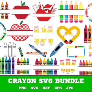 Crayon Split Monogram Svg, Crayon svg, Teacher Svg, Crayon Wrapper Svg, Crayon Set Svg, Crayon Wrapper Cut File, Crayon Shirt Svg