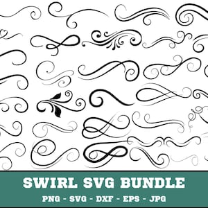 Wir SVG, Dekoracyjny Wir Clipart, Rozkwit SVG, Ozdobny Wir PNG, Elegancki Plik Cięcia Wiru, Projekt Cricut Flourish, Natychmiastowe Pobieranie