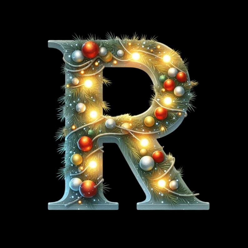 Christmas Alphabet Clipart Bundle | Festive Letter PNG Set | Holiday ...