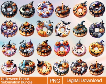 Halloween Donut Clipart Bundle: Spooky PNG Images (Digital Download