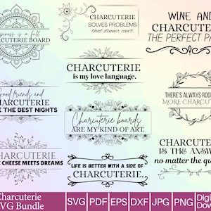 Charcuterie Board SVG PNG Bundle: Kitchen Decor, Cutting Board Design (Digital Download)