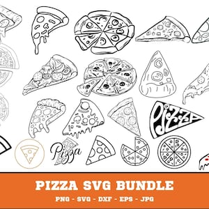 Pizza SVG-paket: Clipart, Vektor, PNG, DXF (Digital nedladdning för kommersiellt bruk)