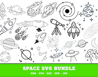 Outer Space SVG Clipart Bundle: Planets, Astronaut, Rocket (Digital Download)