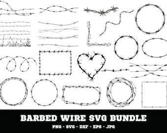 Paquete SVG de alambre de púas: archivos de corte de silueta para Cricut (descarga digital)