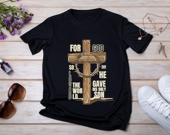 Porque Deus amou o mundo de tal maneira que deu o seu Filho unigênito. PNG | João 3:16 Cristão PNG | Sublimação de Versículo Bíblico | Páscoa e Natal Religiosos