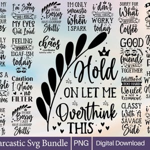 Sarcastic Quotes PNG Sticker Bundle: Funny Adult Humor (Digital Download