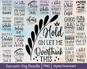 Sarcastic Quotes PNG Sticker Bundle: Funny Adult Humor (Digital Download