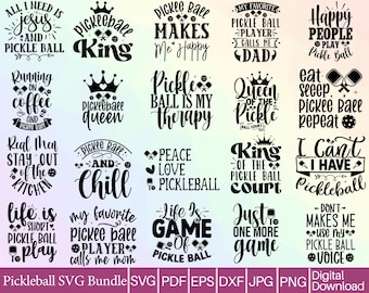 Pickleball SVG Bundle: Funny Quotes, Paddle & Ball Designs (Digital Download)