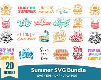 Summer SVG Bundle | Beach & Vacation SVG | Tropical Summer Cut Files | Cricut Silhouette Digital Download